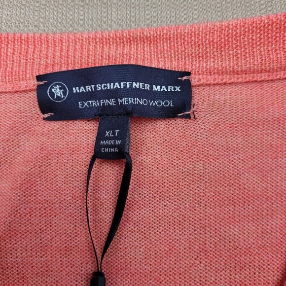 Hart Schaffner Marx Extra Fine Merino Wool Sweater Men's XLT Coral Heather NWT - Picture 5 of 10